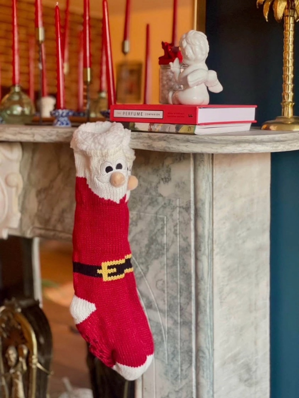 Red Santa Knit Stocking - Festive Holiday Accent